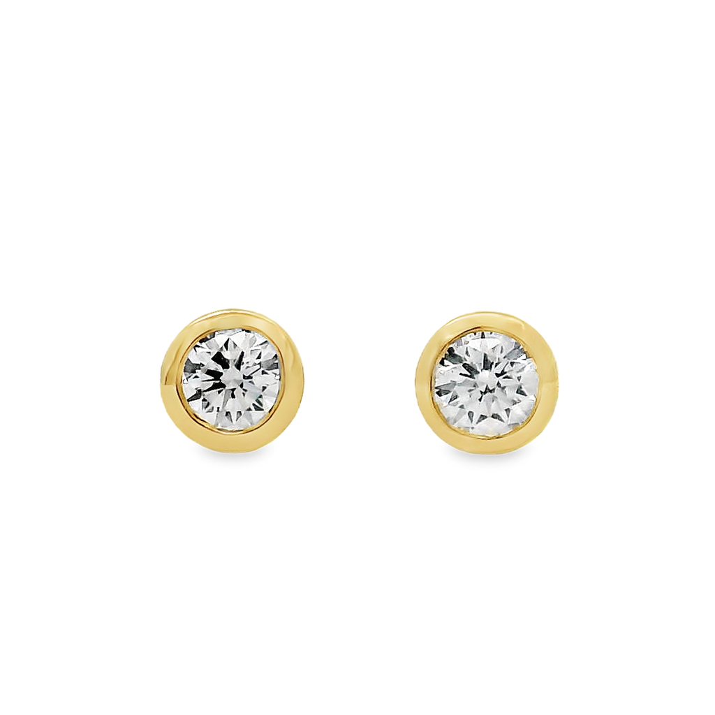 14K Yellow Gold Bezel Set Lab Grown Diamond Earrings – 0.70ctw.
