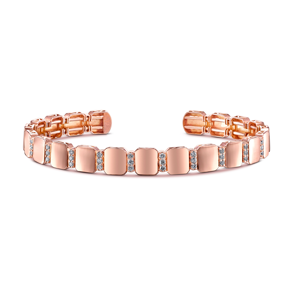 14K Rose Gold Diamond Cuff Bracelet - 0.42ctw.