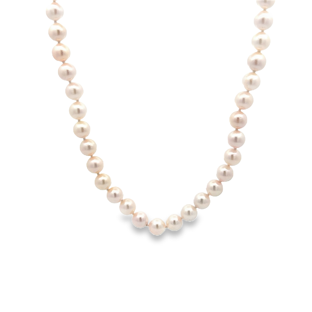 14K White Gold Japanese Akoya Pearl Necklace – 6–6.5mm, 18"