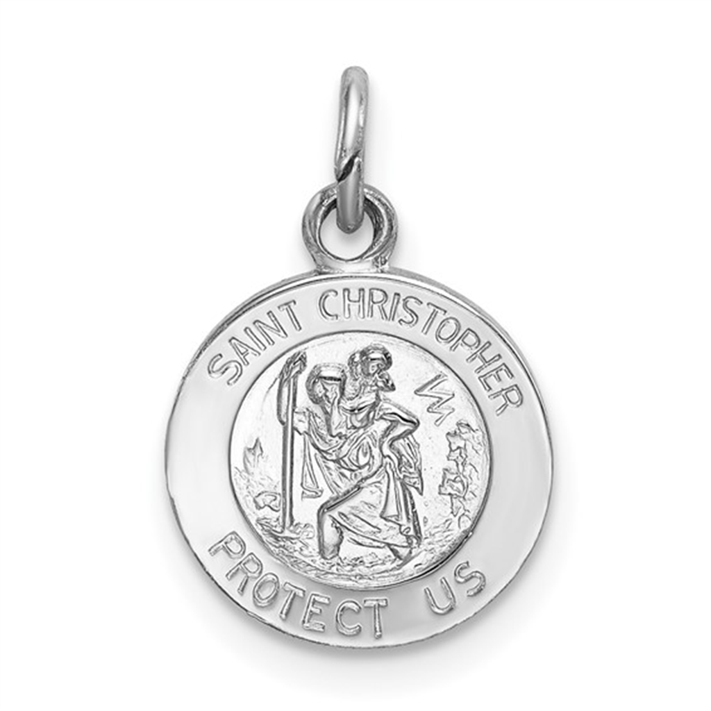 Sterling Silver Rhodium-plated Saint Christopher Medal 0.7g