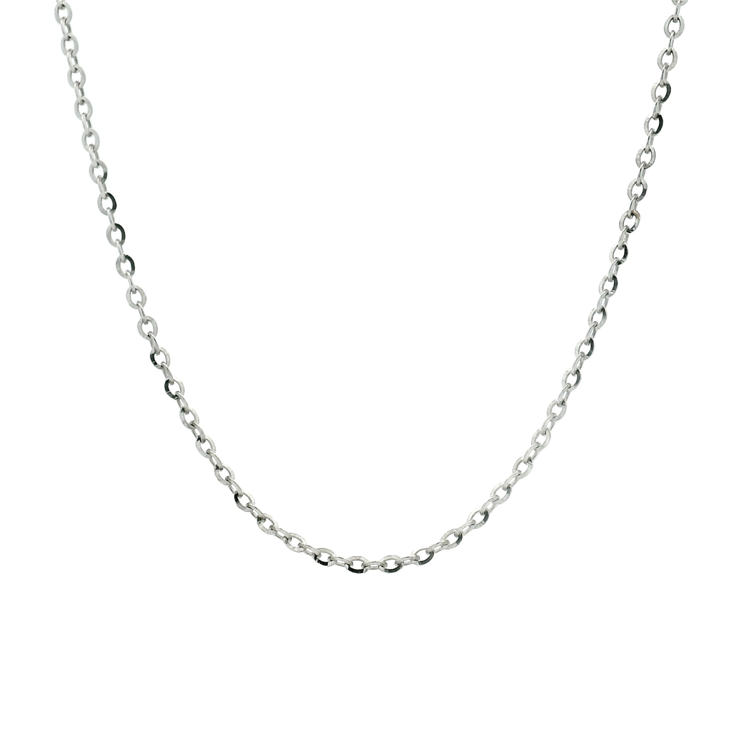 14K White Gold Diamond Cut Cable Chain 18"