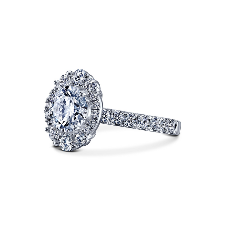 18K White Gold Ornate Semi-Mount Engagement Ring – 0.85ctw.