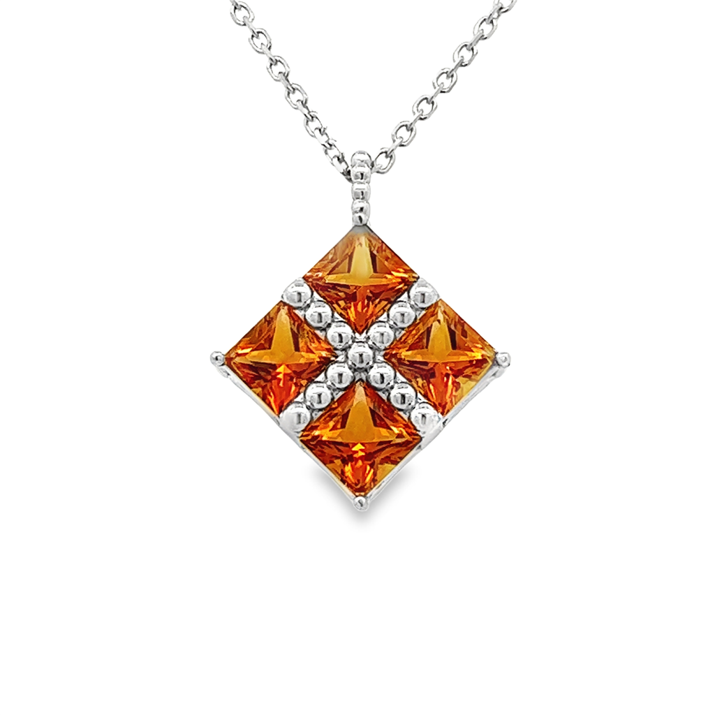 14K White Gold Citrine Pendant – 3.65ctw.