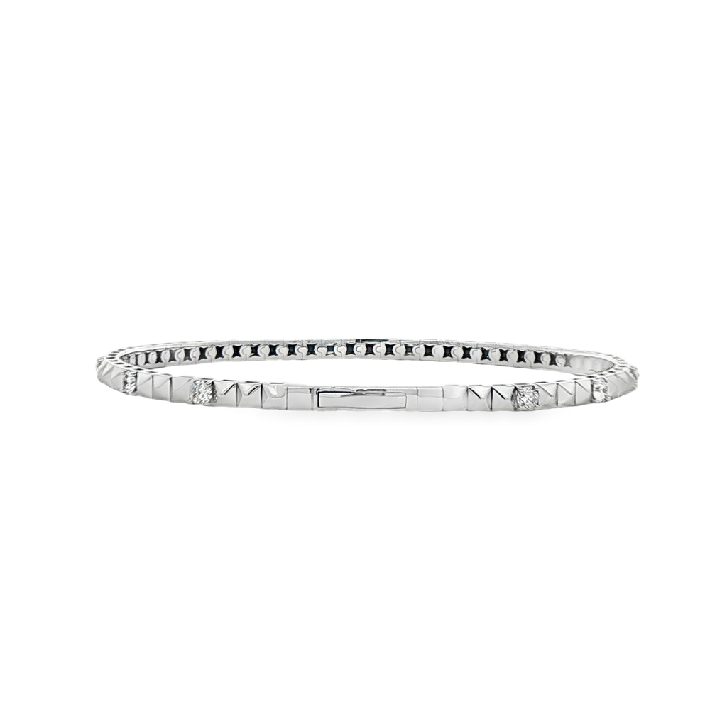 14K White Gold 3-Studded Diamond Flexi Bangle – 1.05ctw.