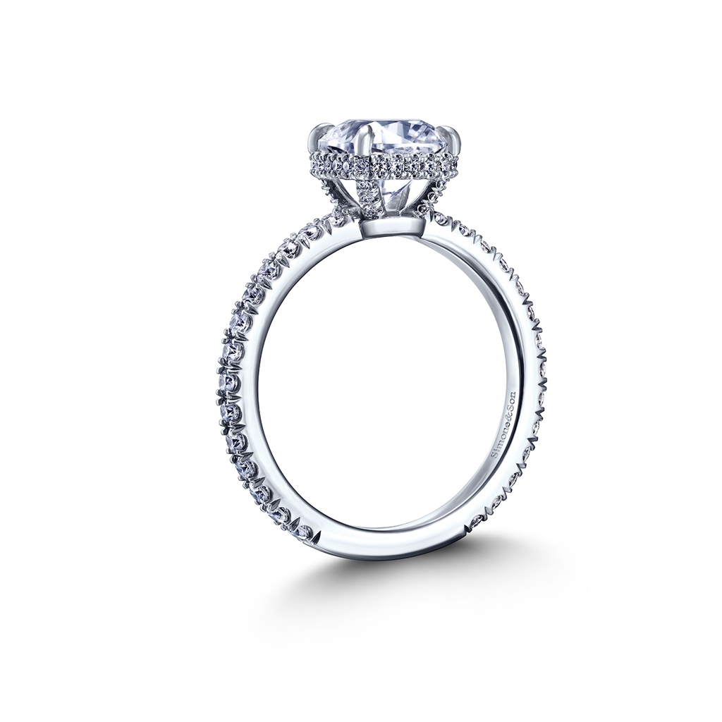18K White Gold Pave Semi-Mount Engagement Ring -  0.63ctw.