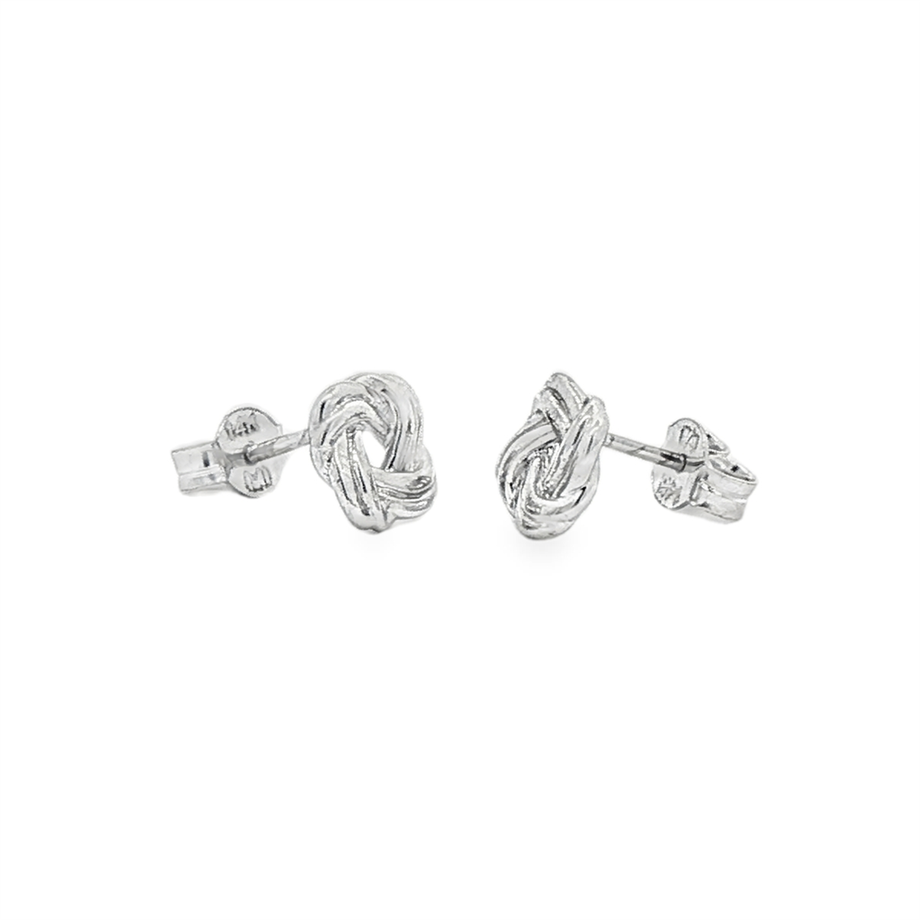 14K White Gold Love Knot Stud Earrings – 1.9g