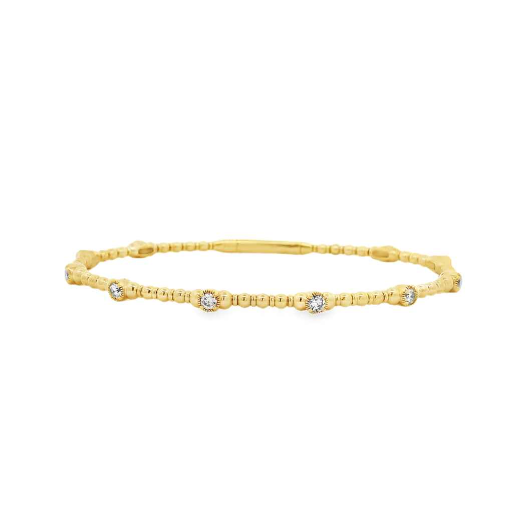 14K Yellow Gold Diamond Bubble Bezel Flexi Bangle – 0.60ctw.