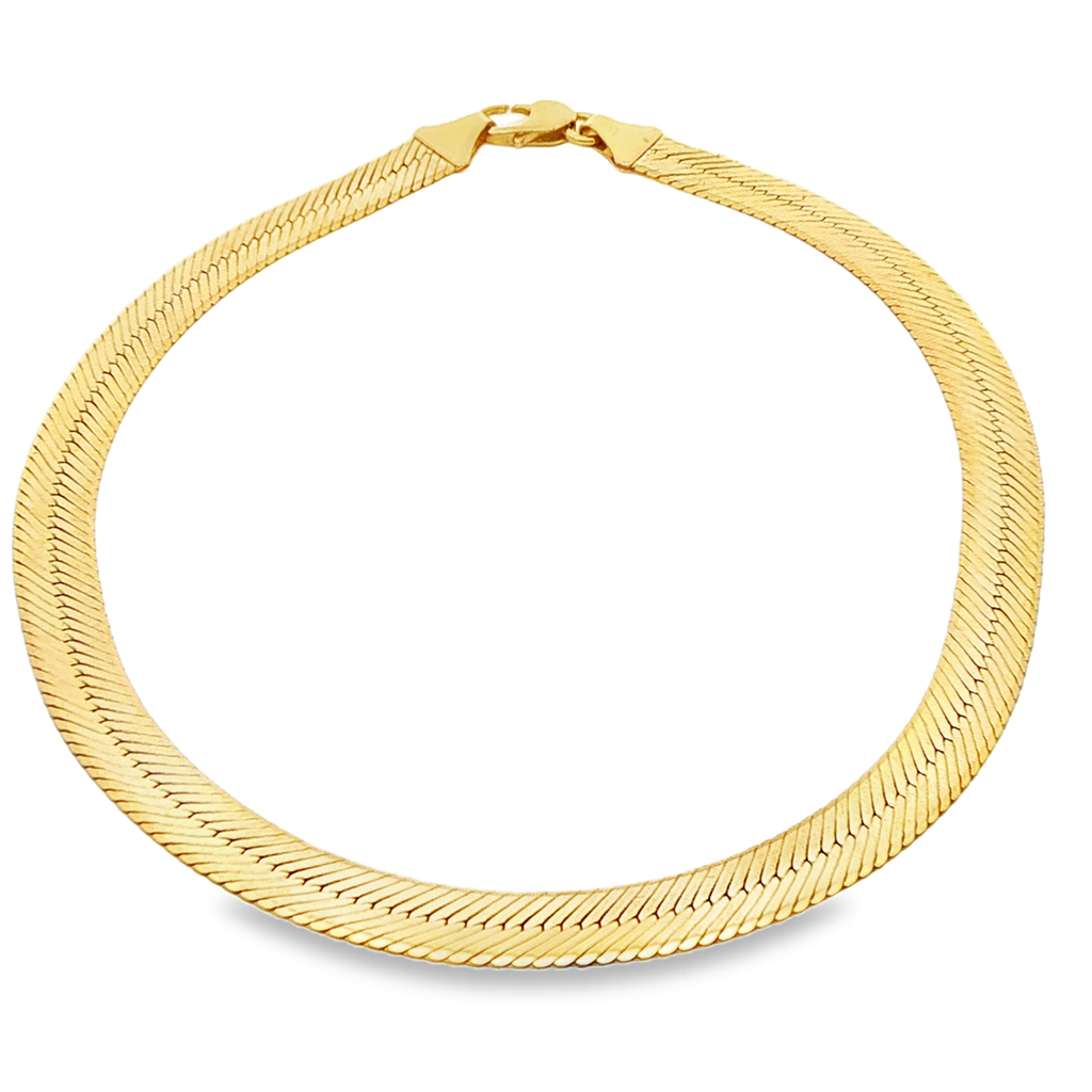 14K Yellow Gold 9.8mm Vintage Herringbone Chain – 16", 35.7g