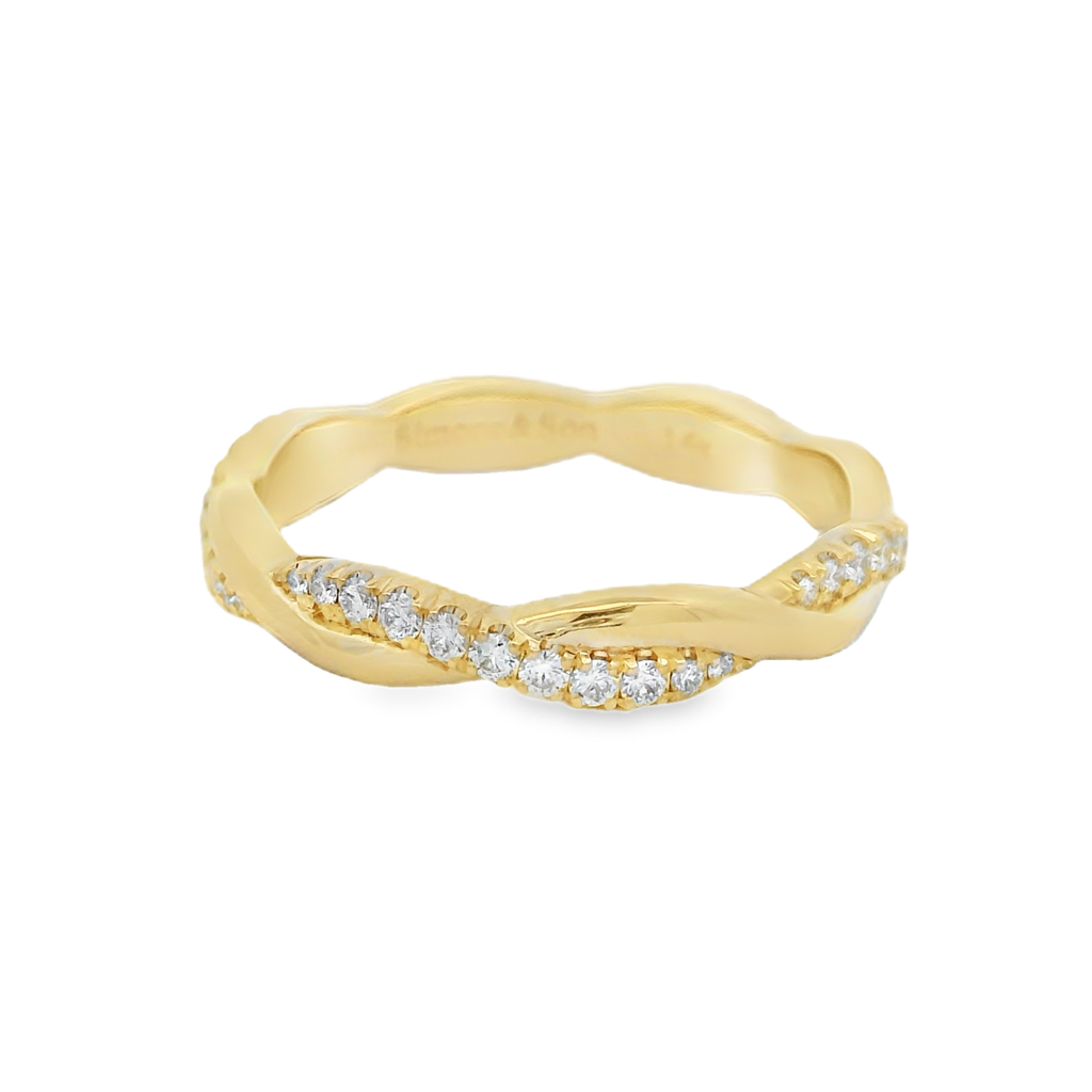 14K Yellow Gold Natural Diamond Twist Band – 0.34ctw.