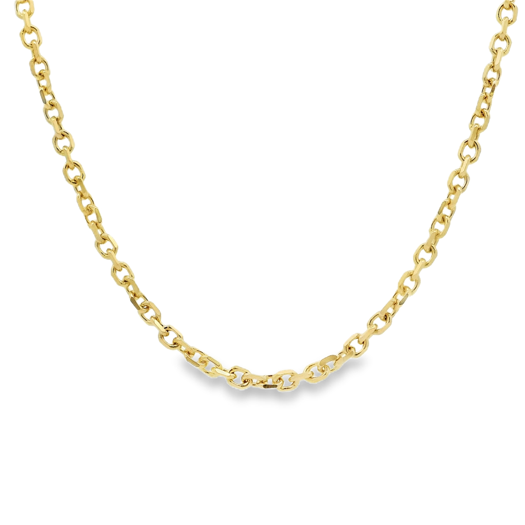 18K Yellow Gold Diamond Cut Square Link Chain 2mm Wide 18"