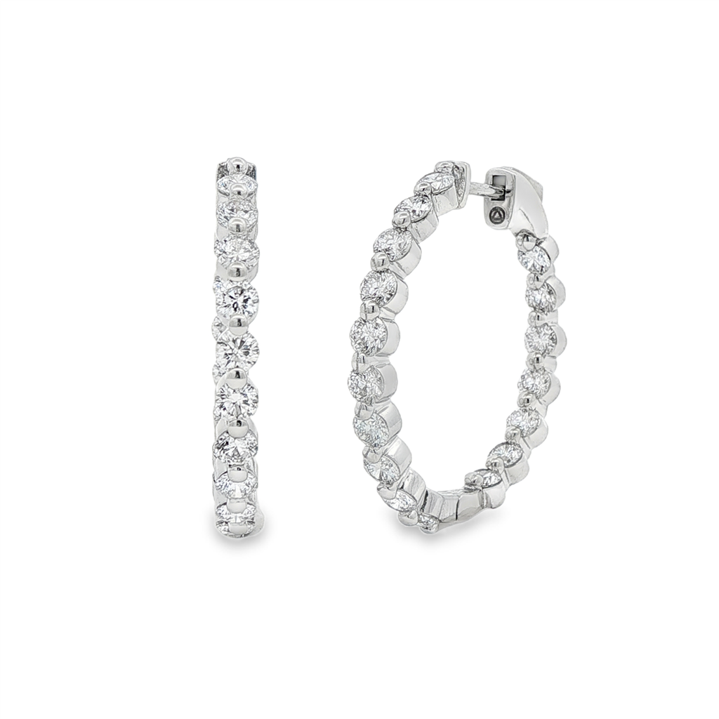 14K White Gold Lab Grown Diamond Inside Out Hoop Earrings – 3.01ctw.
