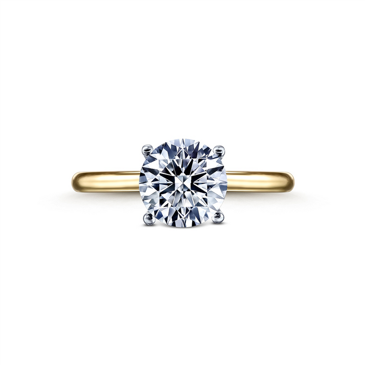 14K Yellow Gold & White Gold Engagement Ring Semi-Mount with Hidden Halo