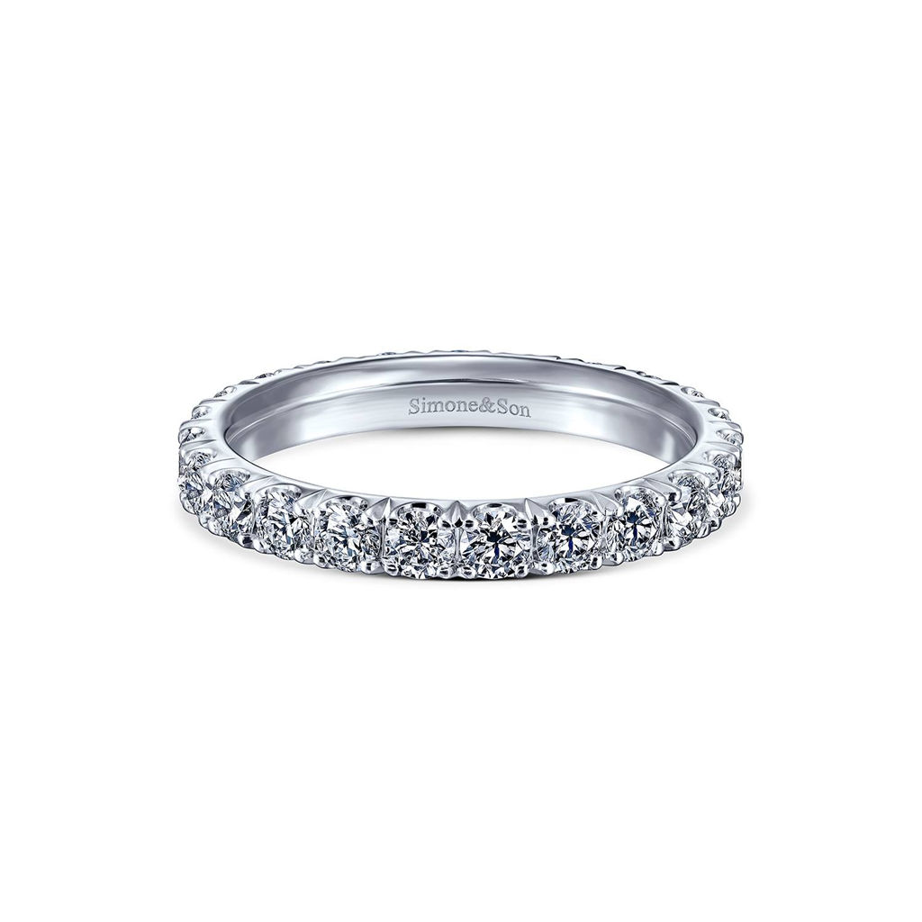 14K White Gold U-Prong Diamond Wedding Band - 1.67ctw.