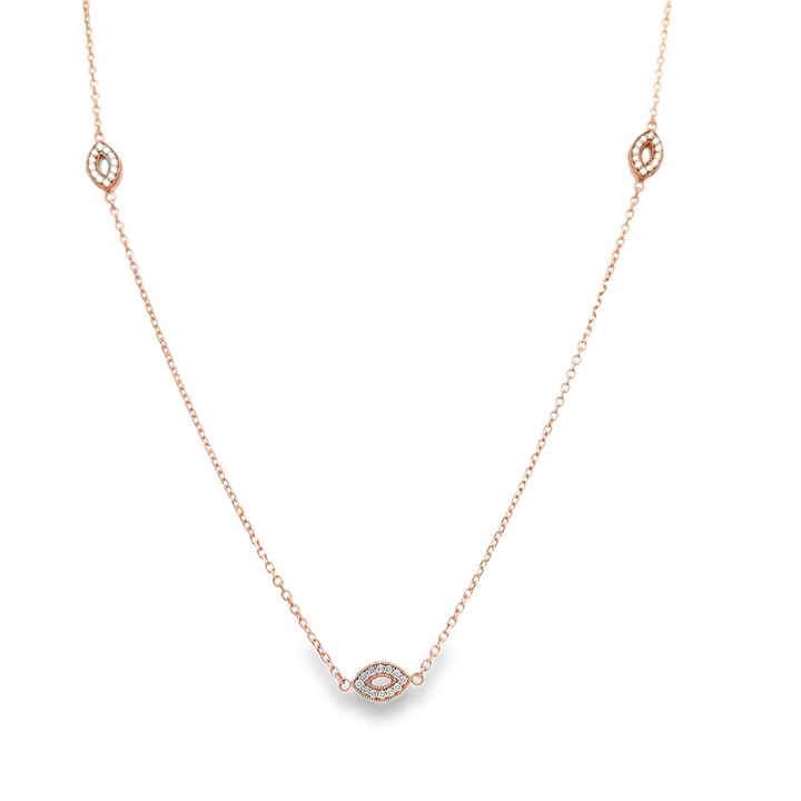 14K Rose Gold Marquise Diamond Station Necklace – 0.54ctw.