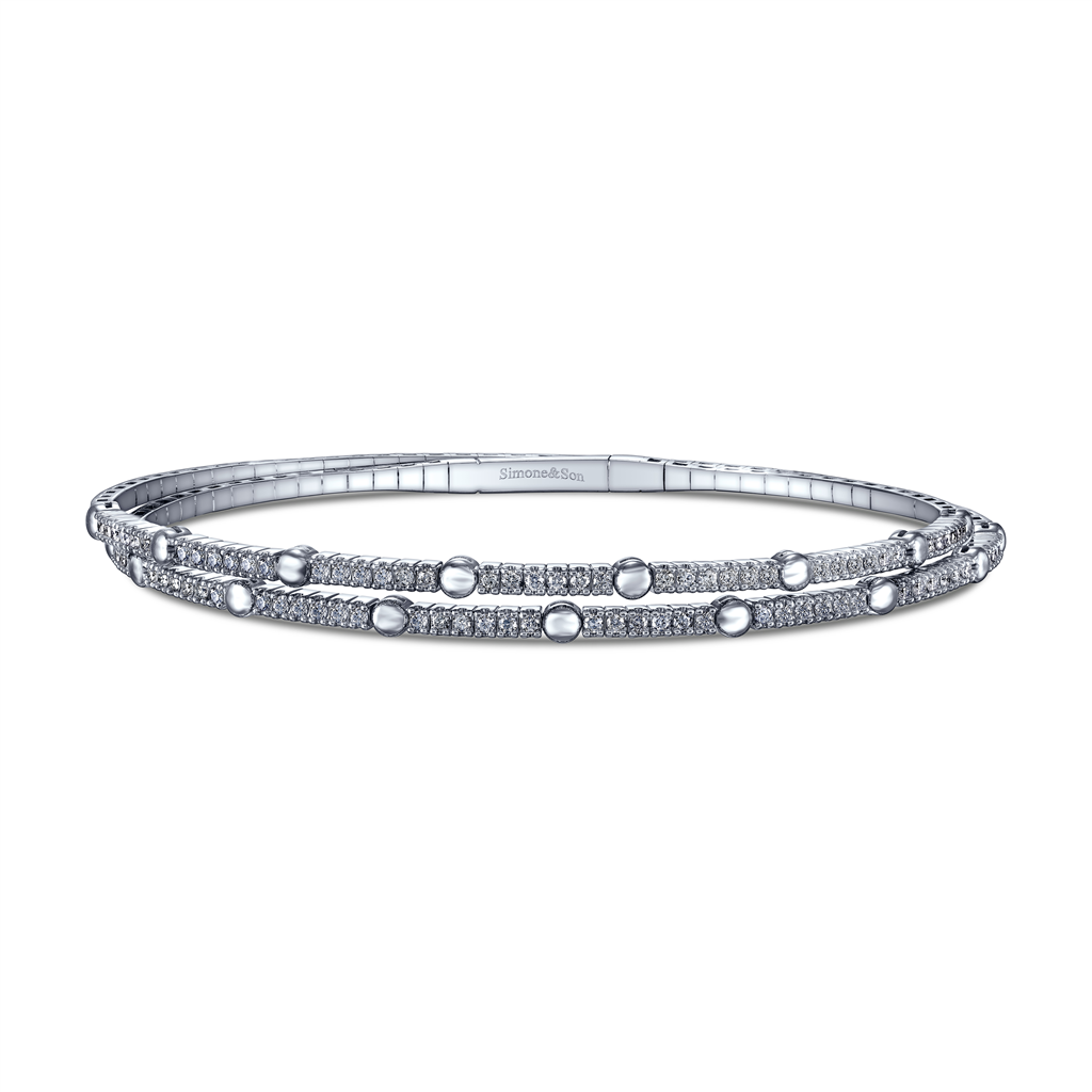 14K White Gold Flexi Wrap Diamond Bracelet - 0.80ctw.
