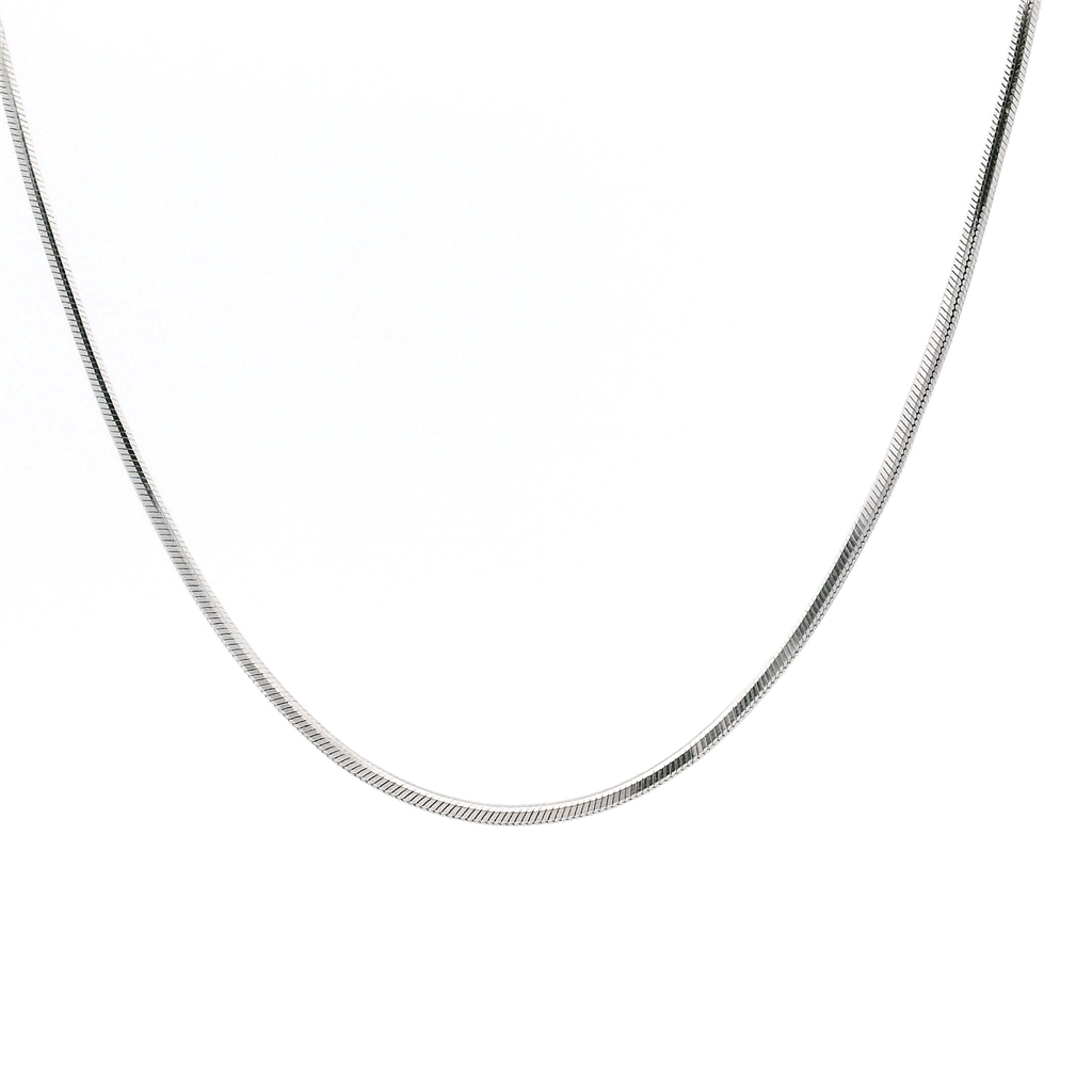 14K White Gold Polished Snake Chain 1.1mm Wide 18"