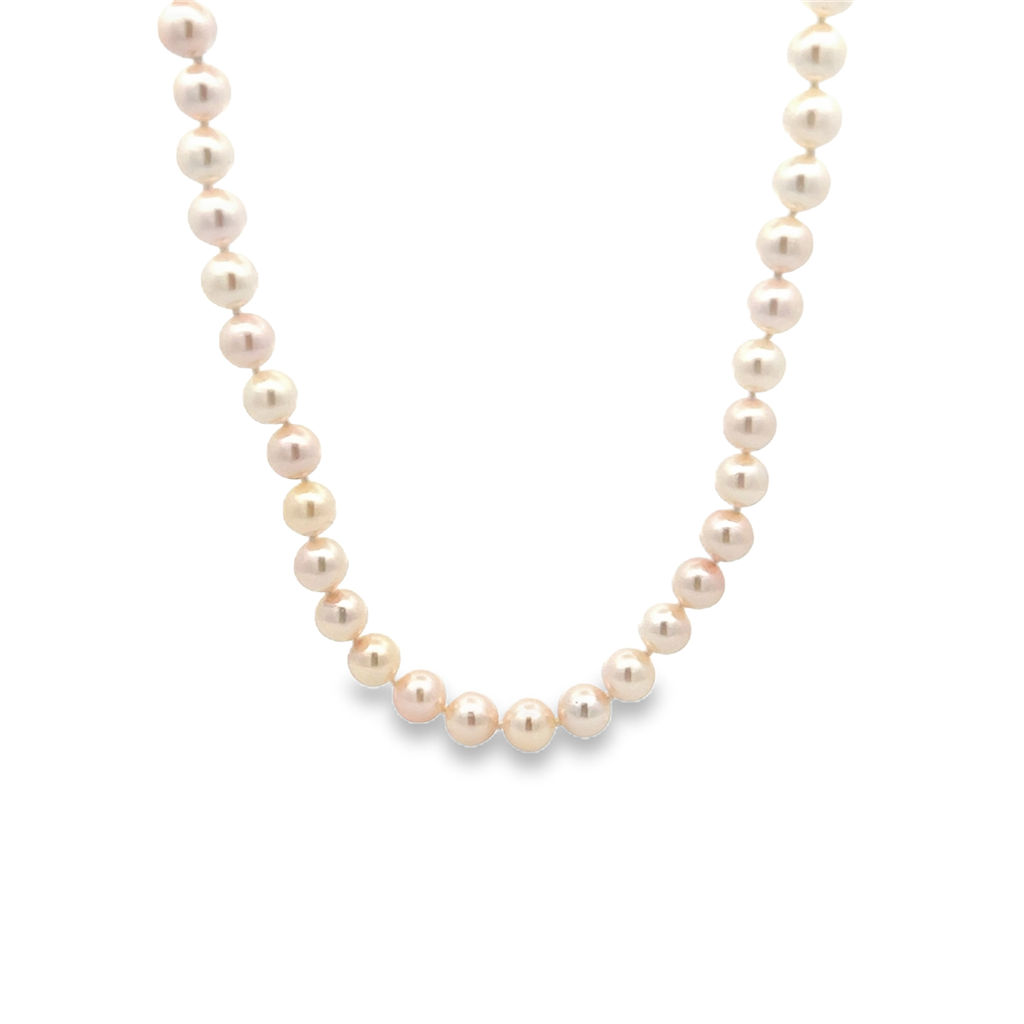 14K Yellow Gold Japanese Akoya Pearl Necklace – 6–6.5mm, 18"