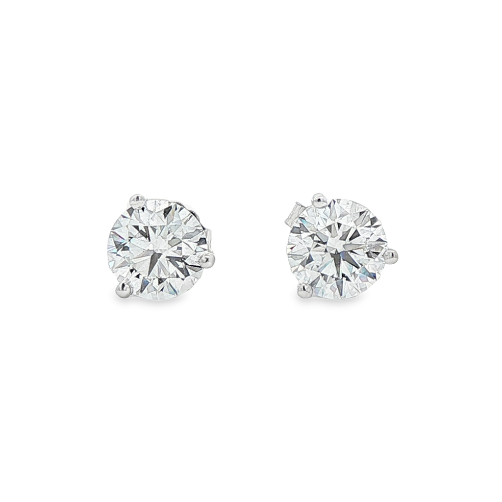 14K White Gold Lab Grown Diamond Martini Stud Earrings – 2.10ctw.