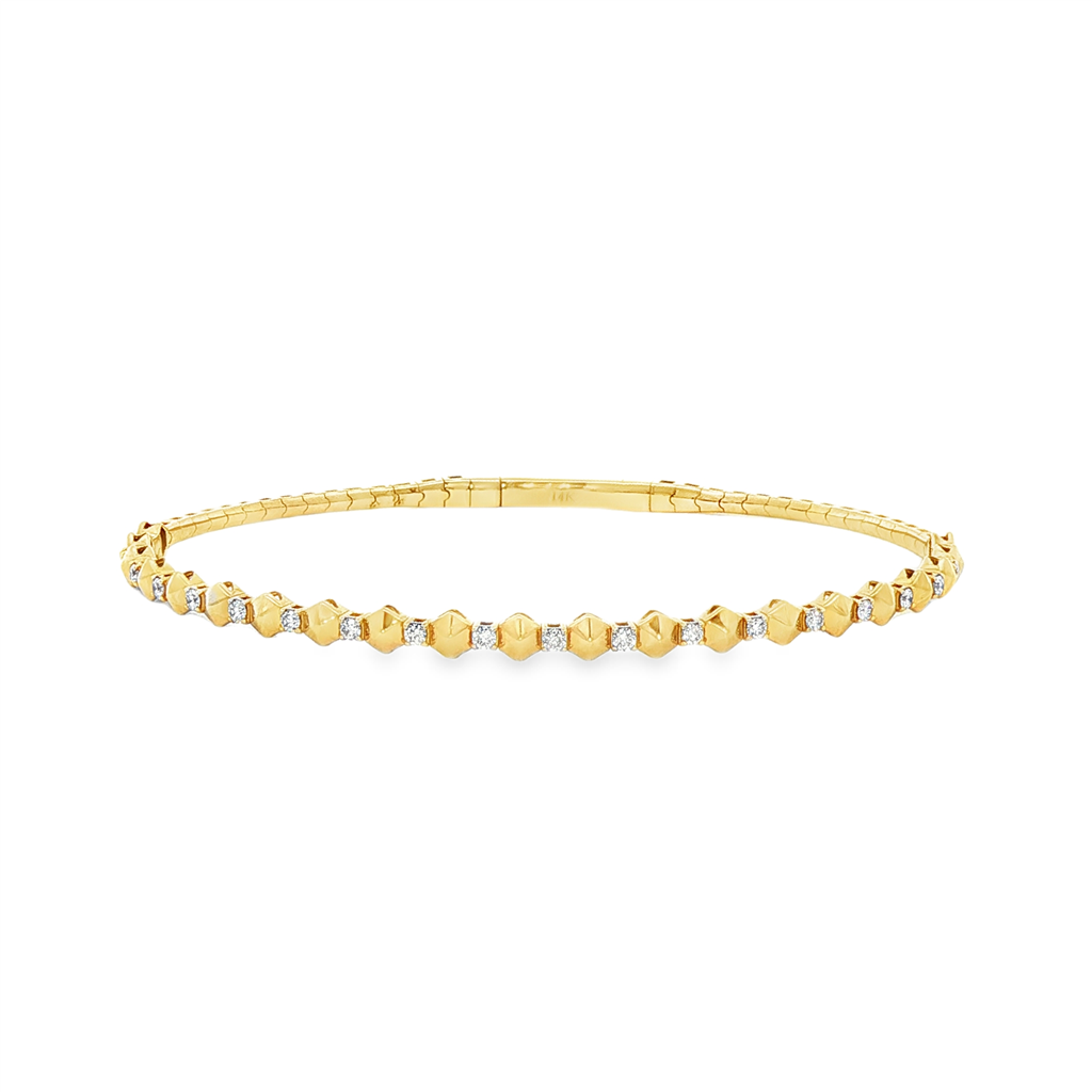 14K Yellow Studded Diamond Flexi Bangle – 3.2mm, 0.28ctw, 5.1g