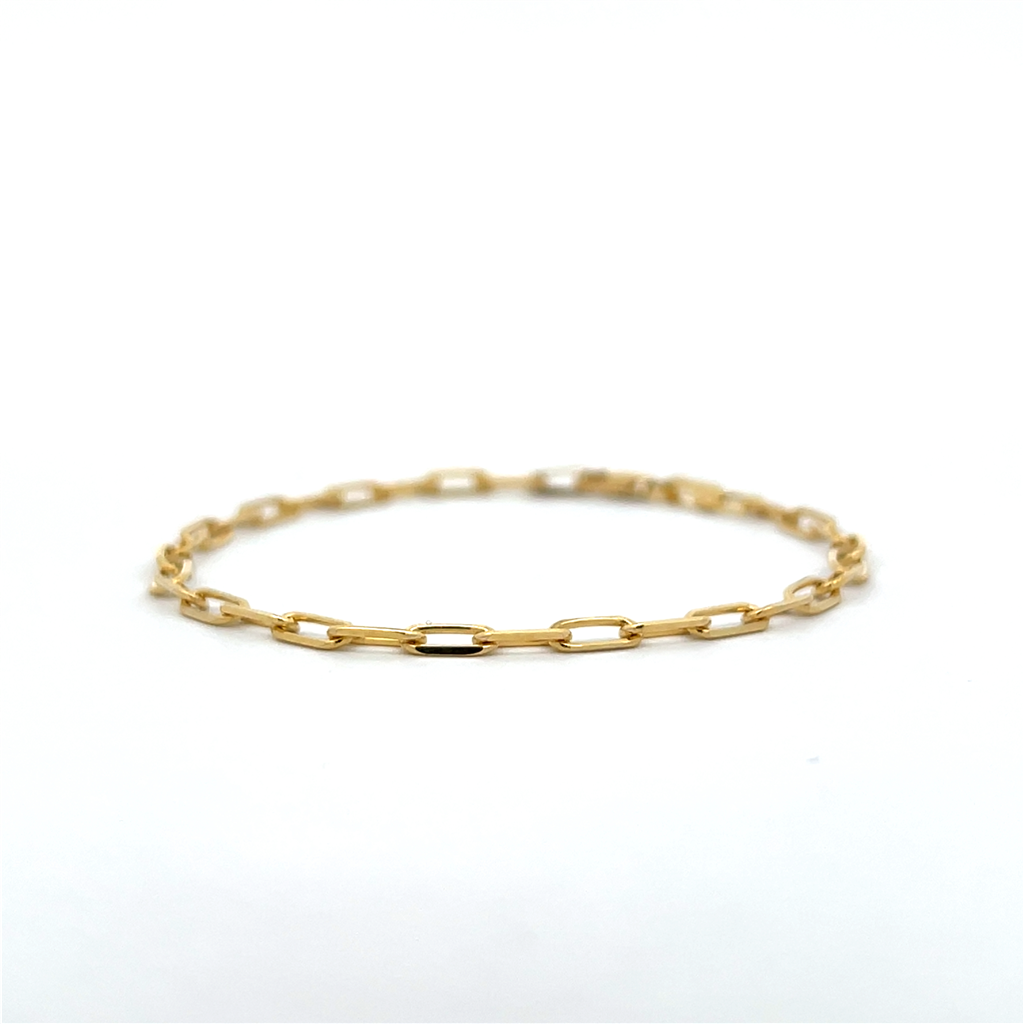 14K Yellow Gold Polished Paper Clip Chain 3.1mm Wide 10"