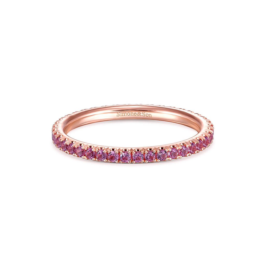 14K Rose Gold Pink Spinel Eternity Band – 0.45ctw.