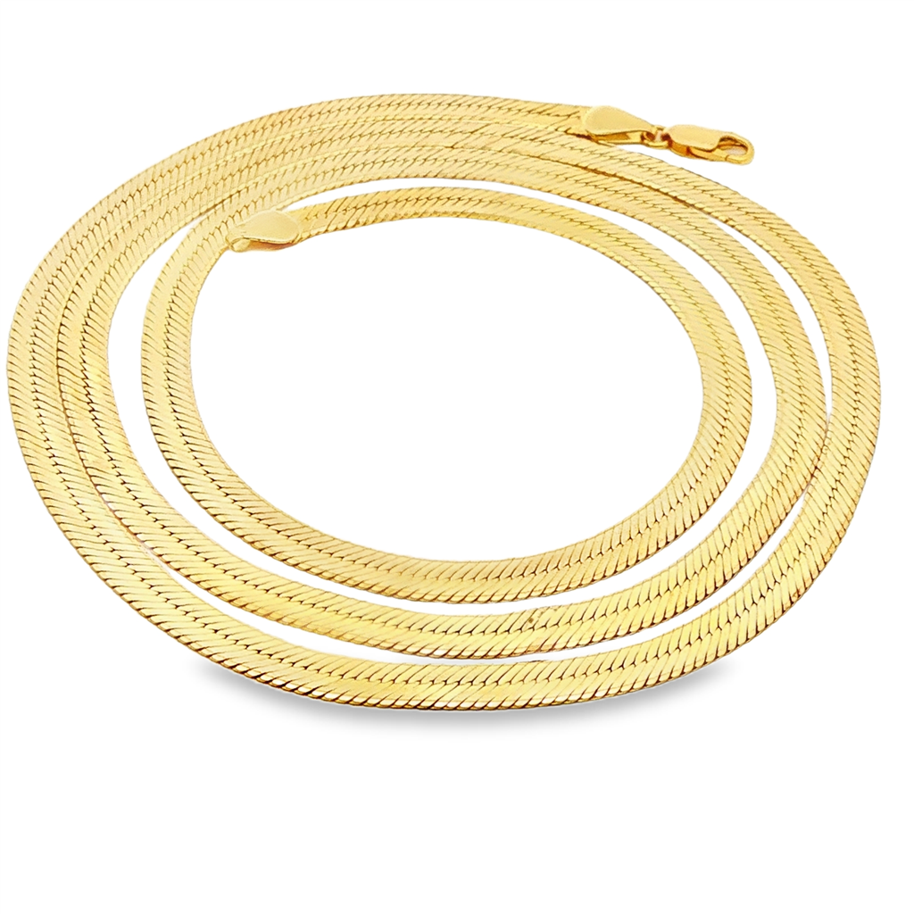 14K Yellow Gold 6.3mm Vintage Herringbone Chain – 36.5", 45.7g