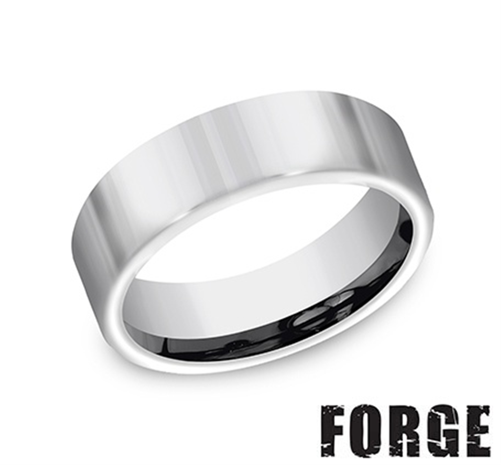 Benchmark FORGE Tungsten High Polish Flat Design Men’s Band – 7mm