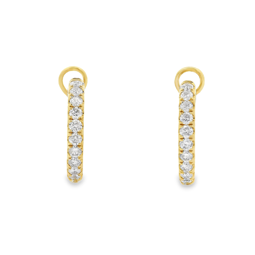 14K Yellow Gold 18mm Inside-Out Diamond Hoop Earrings – 1.23ctw.