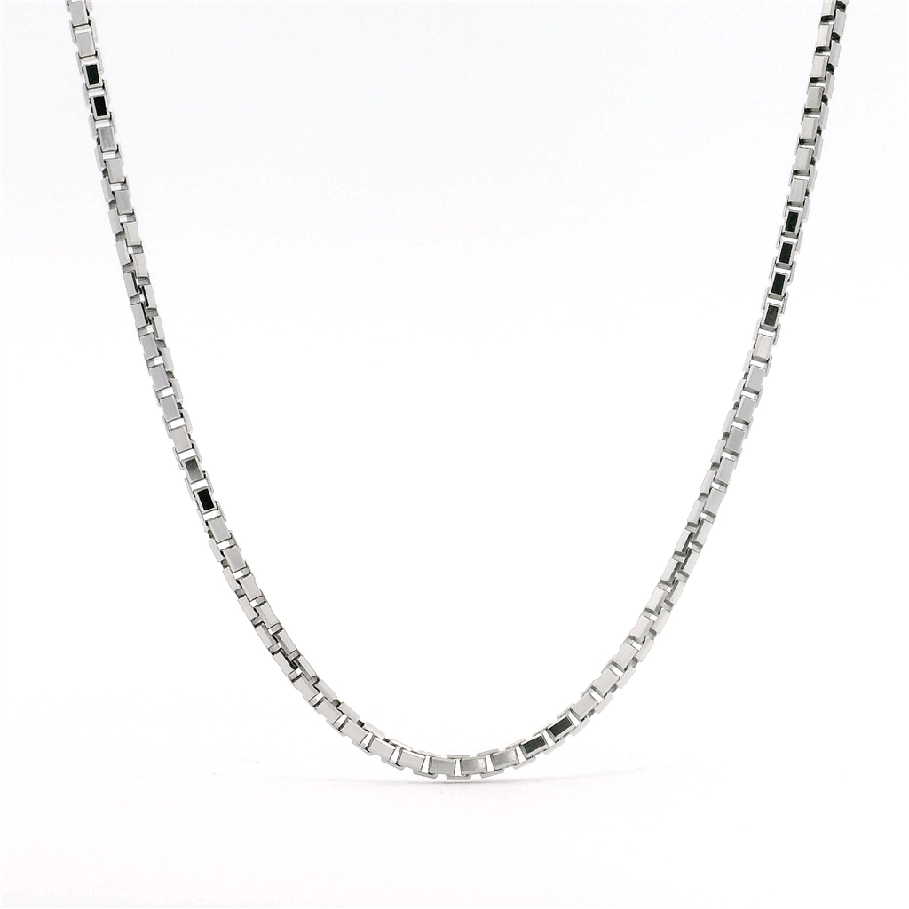 14K White Gold Polished Box Chain 1.8mm Wide 16"
