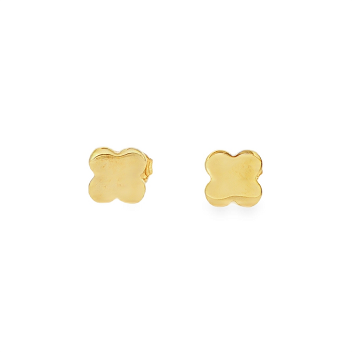14K Yellow Gold Polished Flower Stud Earrings – 1.35g