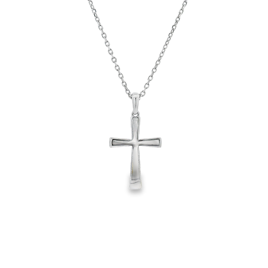 14K White Gold S&S Cross Pendant – 1.3g