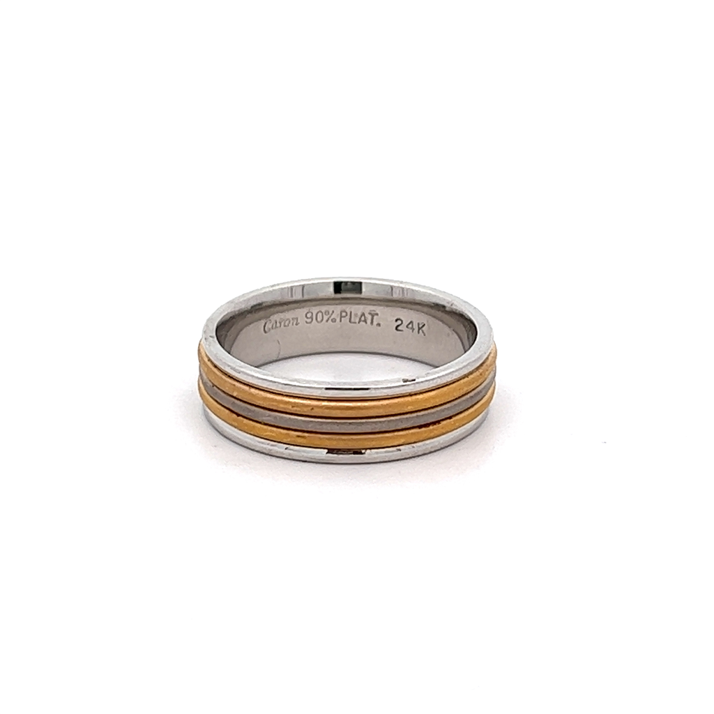 5-Row Men’s Band – 24K Yellow Gold, Platinum, and 14K Gold – 6.5mm