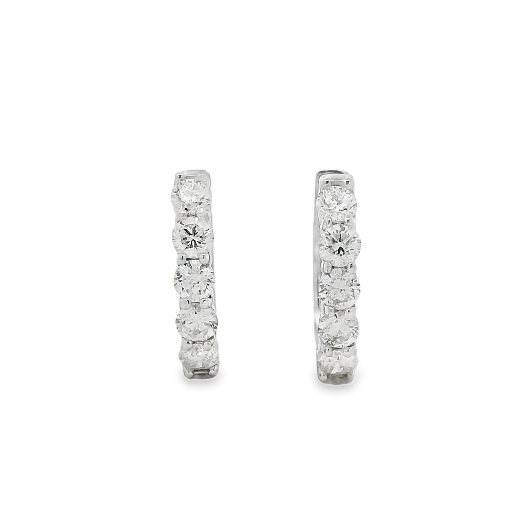 14K White Gold 16x3.1mm Natural Diamond Oval Hoop Earrings – 1.25ctw.