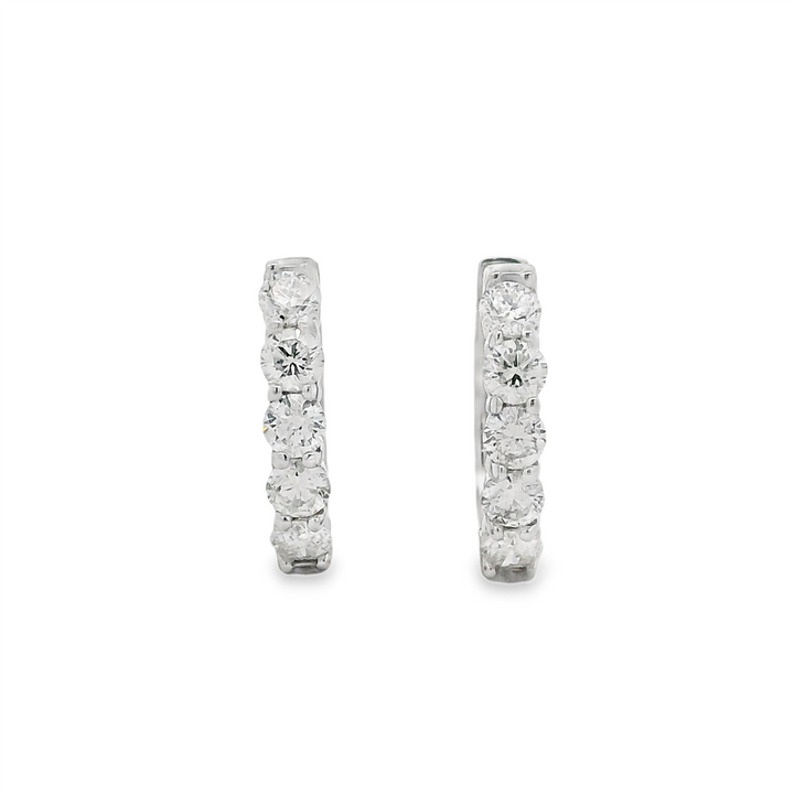 14K White Gold 16x3.1mm Natural Diamond Oval Hoop Earrings – 1.25ctw.