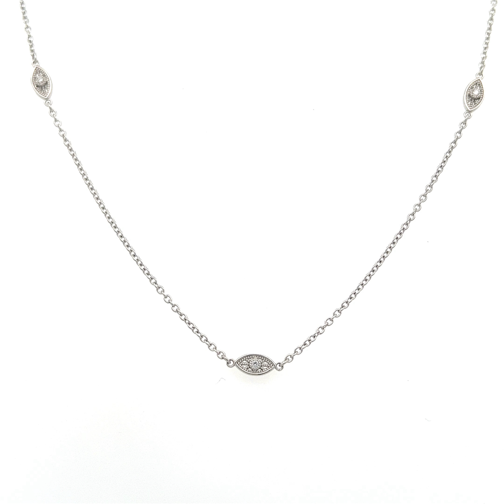 Platinum Natural Diamond Fleurette Necklace – 0.07ctw.