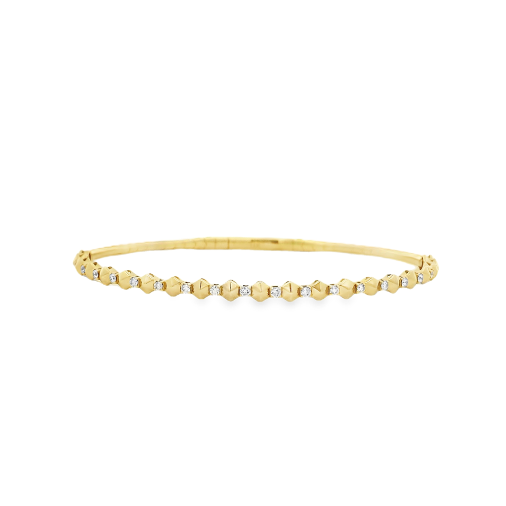 14K Yellow Gold Studded Diamond Flexi Bangle – 0.28ctw.