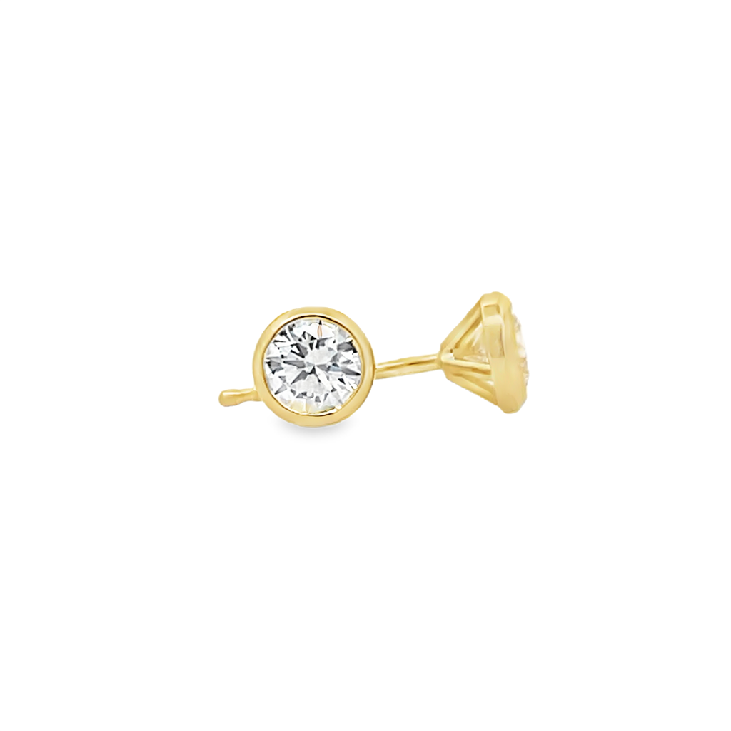 14K Yellow Gold Lab Grown Diamond Bezel Stud Earrings – 0.50ctw.