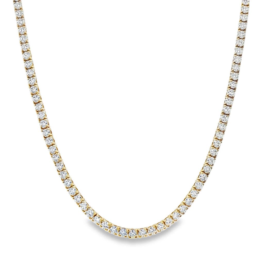 14K Yellow Gold Lab-Grown Diamond Tennis Necklace – 6.96ctw.