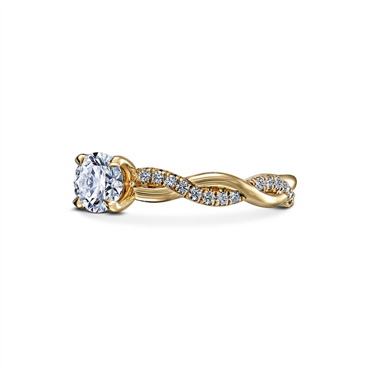 14K Yellow Gold Twist Semi-Mount Engagement Ring 0.27ctw.