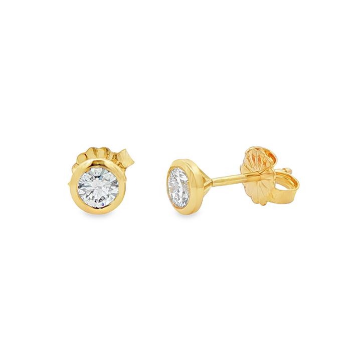 14K Yellow Gold Lab Diamond Bezel Stud Earrings – 0.52ctw.