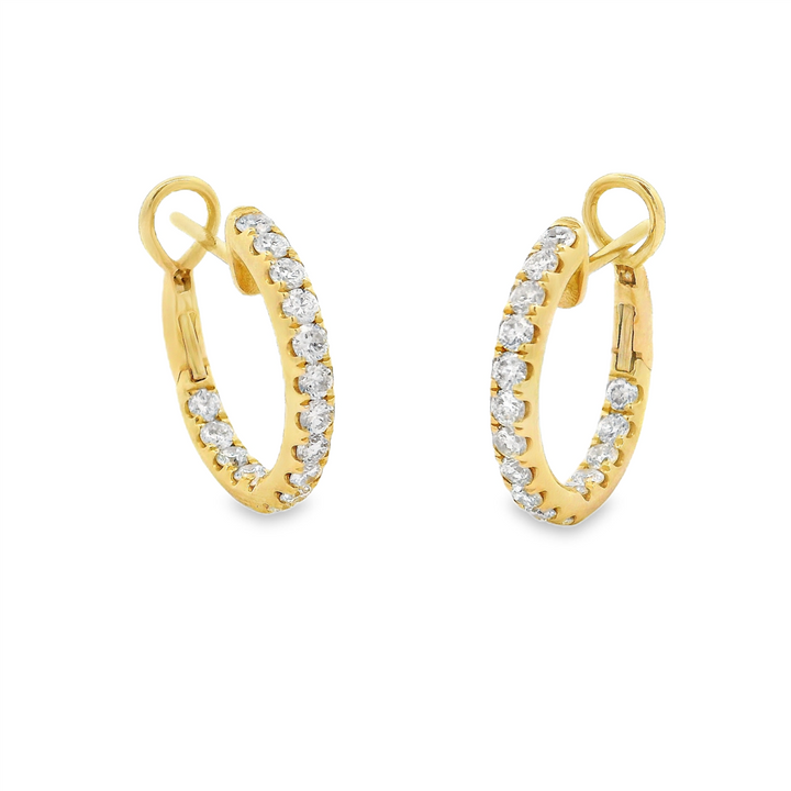 14K Yellow Gold 18mm Inside-Out Diamond Hoop Earrings – 1.23ctw.