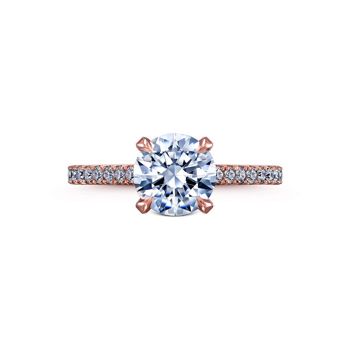 14K Rose Gold Hidden Halo Diamond Semi-Mount Engagement Ring - 0.44ctw.