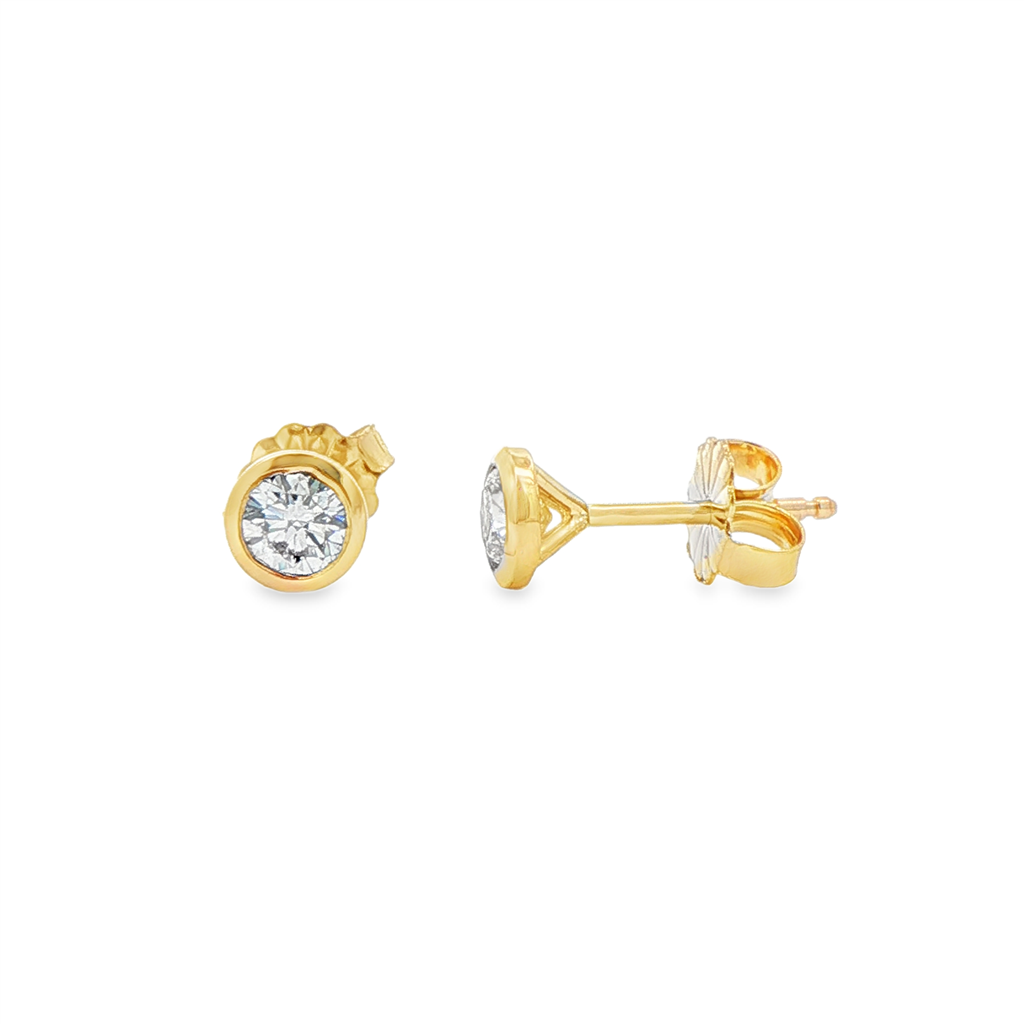 14K Yellow Gold Lab Diamond Bezel Stud Earrings – 0.52ctw