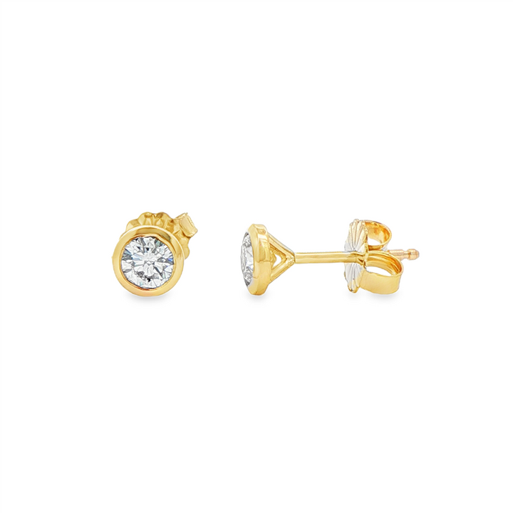 14K Yellow Gold Lab Diamond Bezel Stud Earrings – 0.52ctw