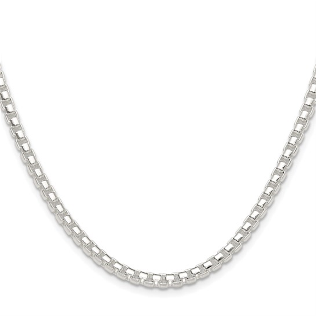 Sterling Silver Polished Box Chain 4mm Wide 30"