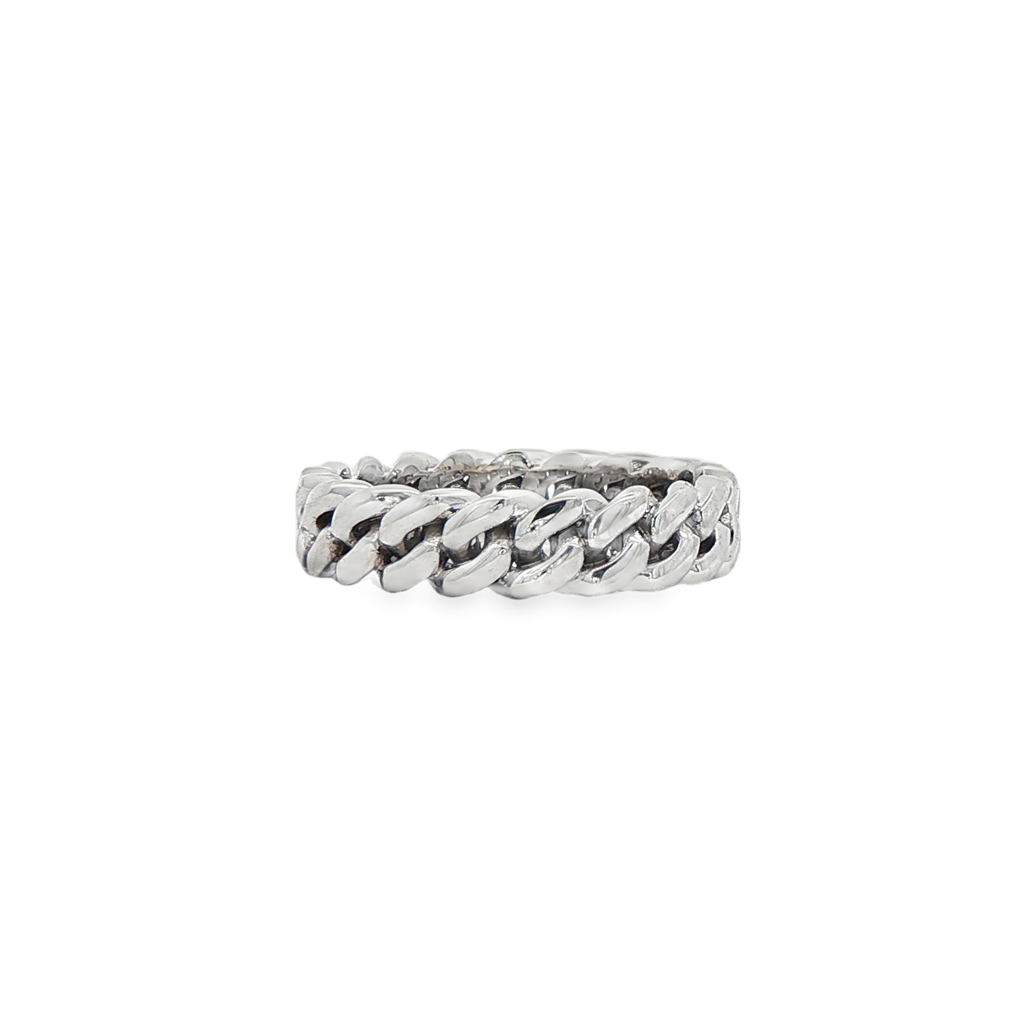 14K White Gold Chain Link Ring – 4.8mm, 4.8g
