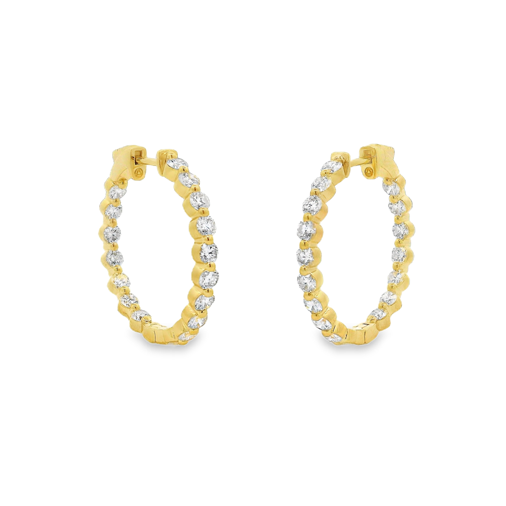 14K Yellow Gold 26x3mm Lab-Grown Diamond Inside-Outside Hoop Earrings – 3.04ctw