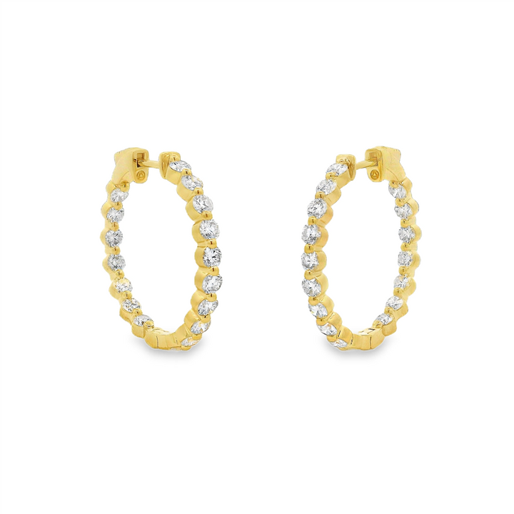 14K Yellow Gold 26x3mm Lab-Grown Diamond Inside-Outside Hoop Earrings – 3.04ctw