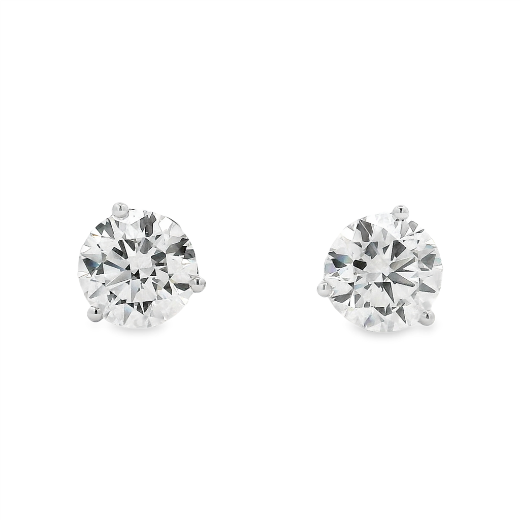 14K White Gold Round Lab Grown Diamond Stud Earrings – 4.03ctw.