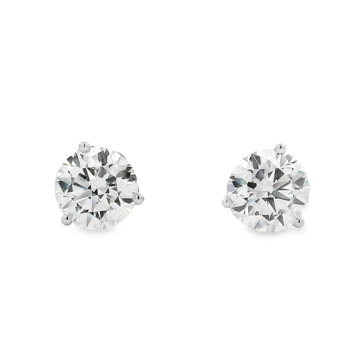 14K White Gold Round Lab Grown Diamond Stud Earrings – 4.03ctw.